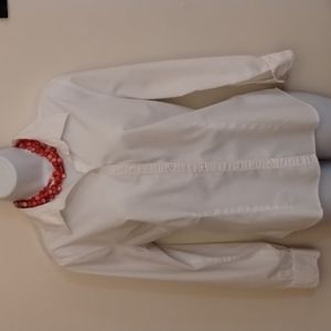 G.H. BASS WHITE BUTTON-DOWN BLOUSE,Sz L, 100% Cotton
